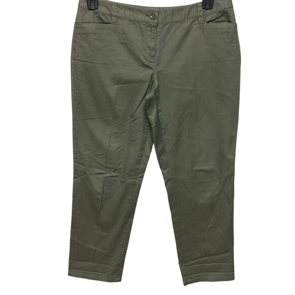 White House Black Market Olive Green Cropped‎ Straight-Leg Pants Womens Size 8 - Picture 3 of 5